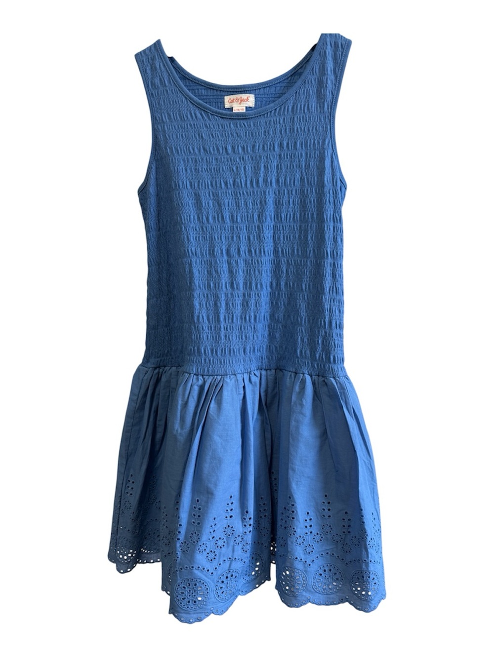 Cat & Jack Blue Sleeveless Eyelet-Hem Dress
